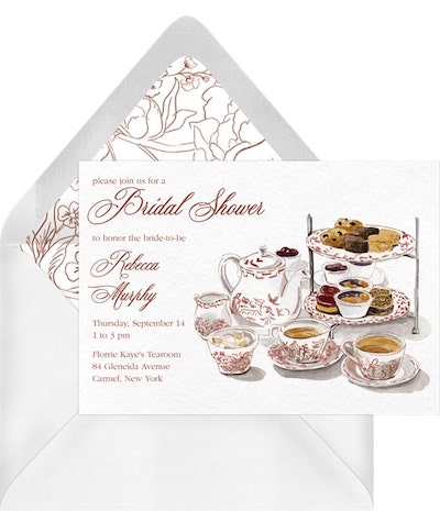 Bridal shower theme ideas: Afternoon Tea Invitation