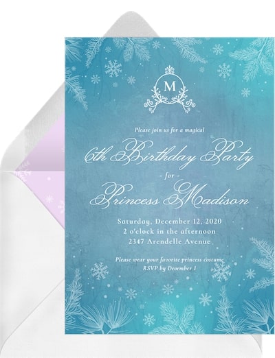 5 year old birthday party ideas: Arctic Princess Invitation