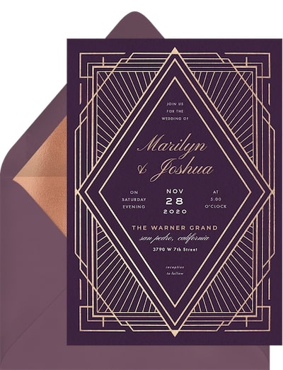 Winter wedding: Art Deco Diamond Invitation