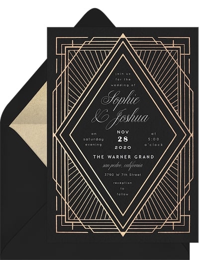 Reception invitations: Art Deco Diamond Invitation