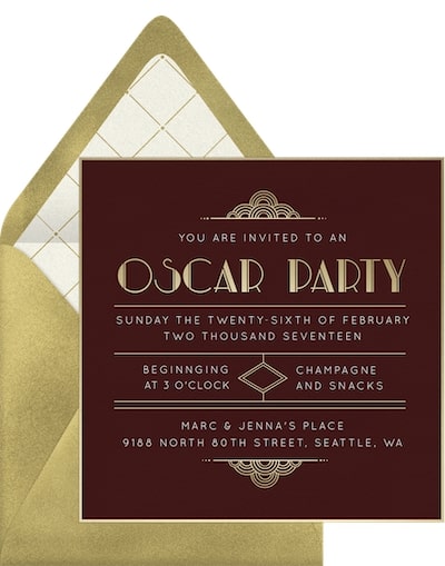 Mother’s Day theme ideas: Art Deco Oscar Party Invitation