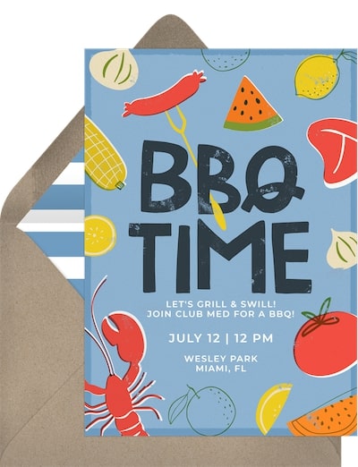 40th birthday party ideas for men: BBQ Staples Invitation
