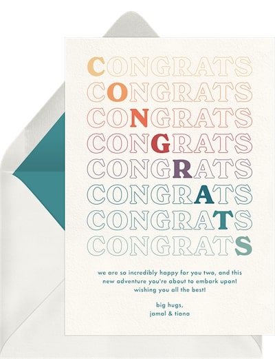 Bridal shower card message: BIG Congrats! Card