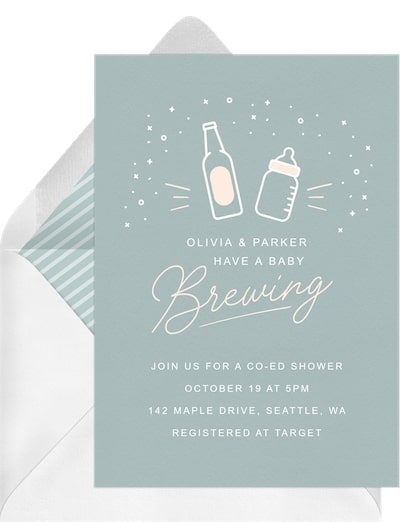 Baby shower prize ideas: Baby Brewing Invitation