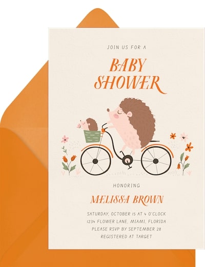 When to send baby shower invites: Baby Hedgehog Invitation