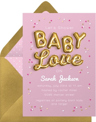 Pink and gold baby shower: Baby Love Invitations