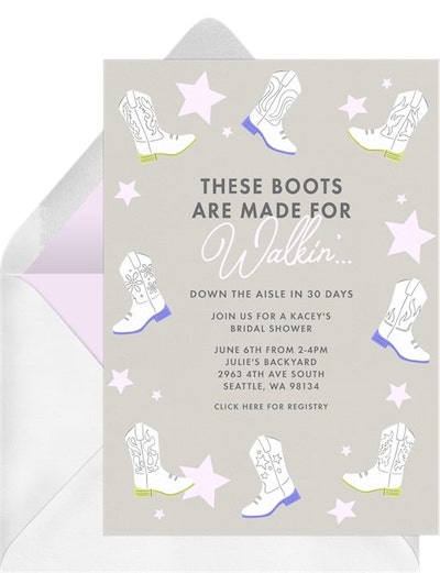 Western theme party: Bach Boots Invitation