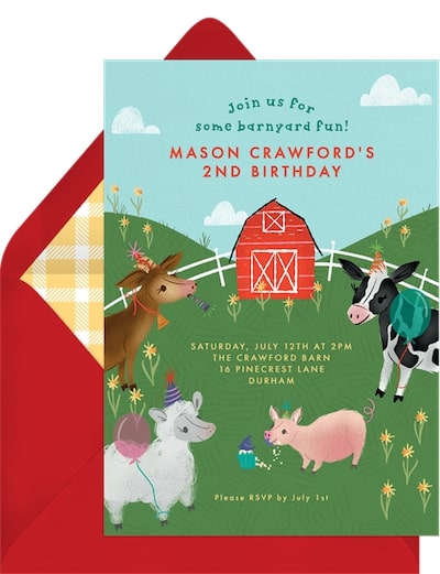 Barnyard Birthday Invitation