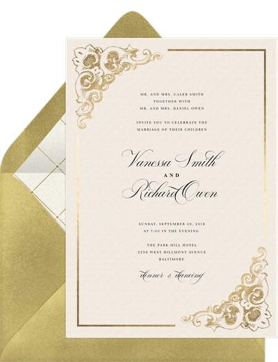 Classic wedding invitations: Baroque Corners Invitation