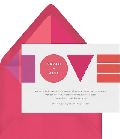 Non binary wedding: Bauhaus Love Invitation