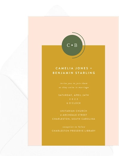 Simple wedding invitations: Bauhaus Monogram Invitation