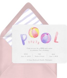 Outdoor birthday party ideas: Beach Ball Party Invitation