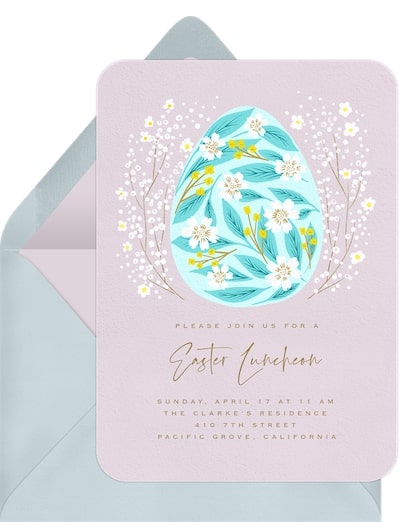 Beautiful Floral Egg Invitation
