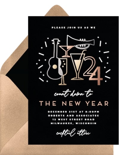 Dinner party themes: Big Band New Year Invitation