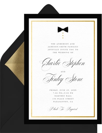 What to wear to a wedding: Black Tie Only Invitation