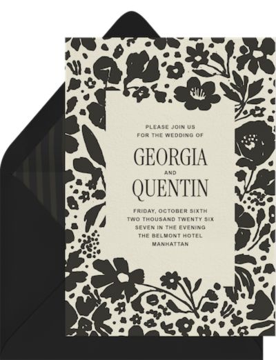 Black and white wedding invitations: Bold Black Blooms Invitation