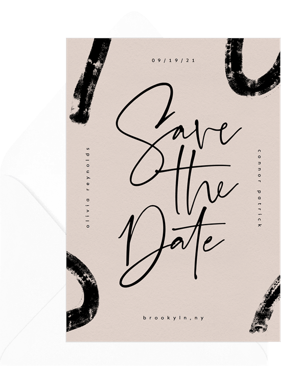 Bold Brush Strokes Save the Date template