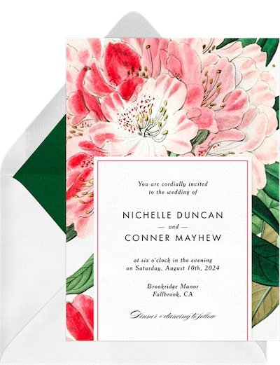 Classic wedding invitations: Bold Rhododendrons Invitation