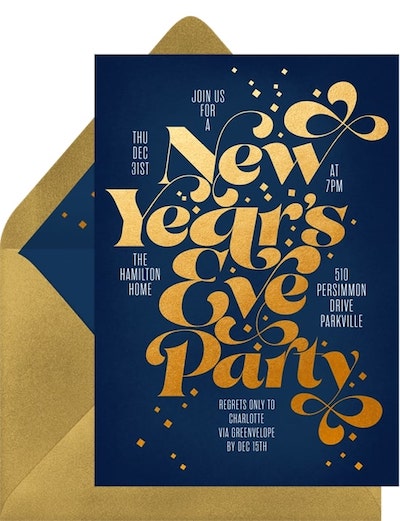 Virtual New Years Eve party: Bold Statement Invitation