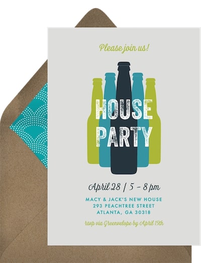 Housewarming invitation: Bottled Happy Hour Invitation