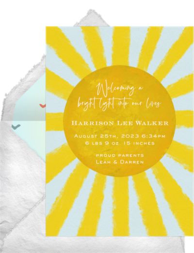 Baby announcement template: Bright Light Announcement