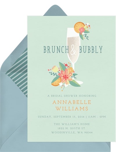 Wedding shower invitations: Brunch and Bubbly Invitation