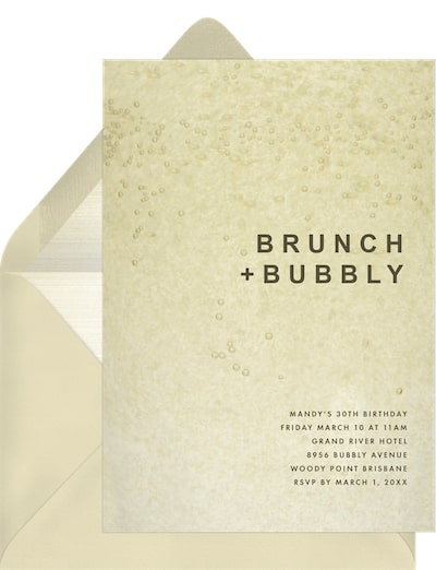 Brunch invitations: Bubbly Invitation