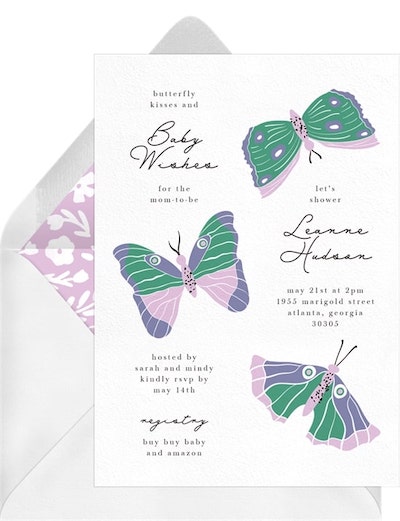 Baby shower invitations: Butterfly Kisses Invitation