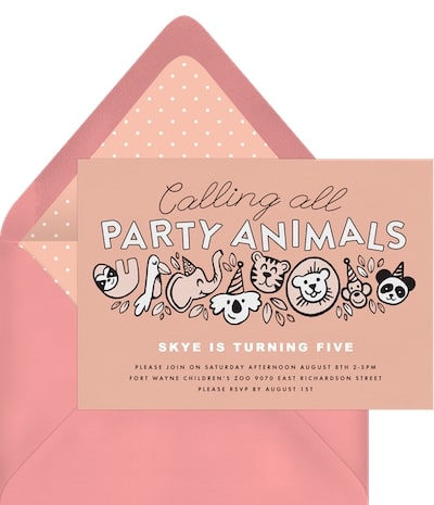 Calling All Party Animals Invitation