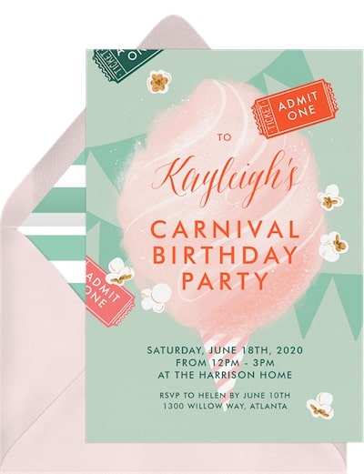 Candy themed birthday party: Carnival Party Invitation