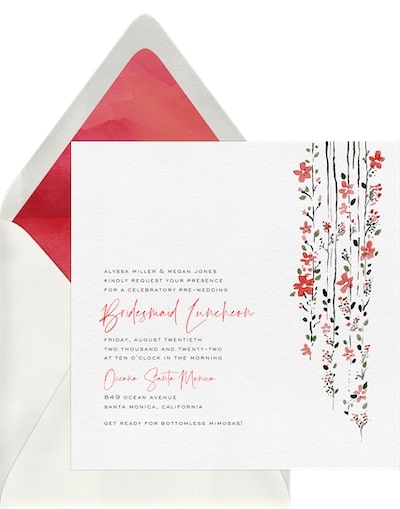 Couples wedding shower invitations: Cascading Blossoms Invitation