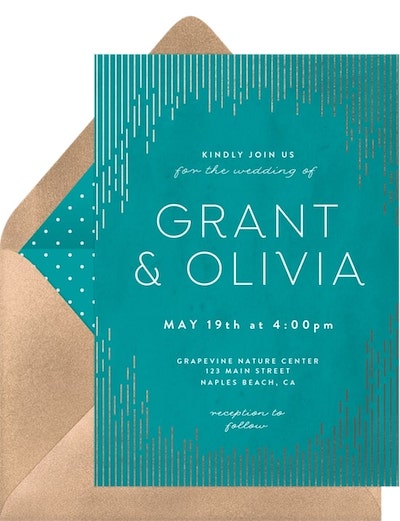 Wedding invitations with RSVP cards: Cascading Foil Invitation