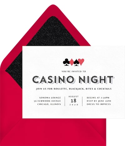 Party themes for adults: Casino Night Invitation