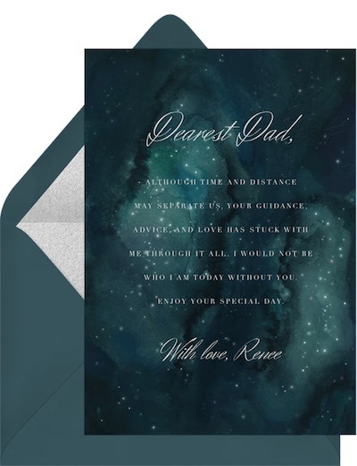 Inspirational Fathers Day messages: Celestial Elegance Card