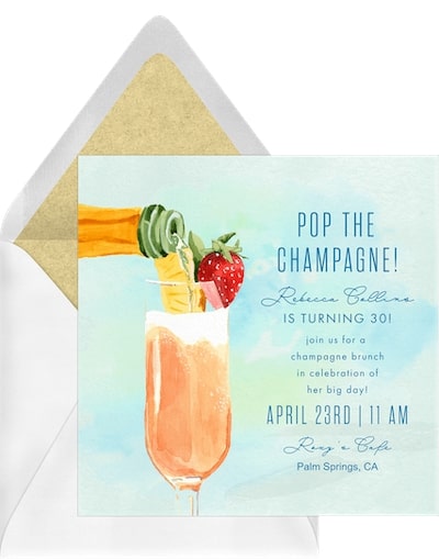 50th birthday party ideas for women: Champagne Brunch Invitation