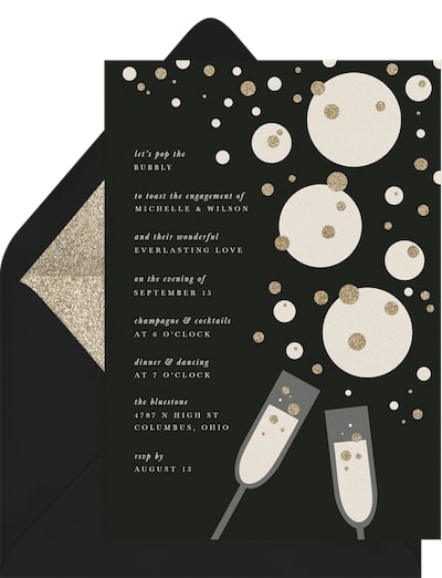 Engagement party invitations: Champagne Bubbles Invitation