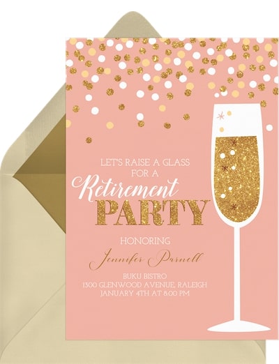 Farewell party invitation: Champagne & Confetti Invitation