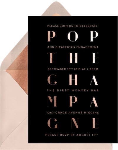 Engagement party invitations: Champagne Grid Invitation