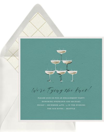 Elopement party invitations: Champagne Tier Invitation