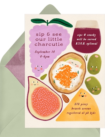 Sip and see invitations: Char-cute-erie Invitation