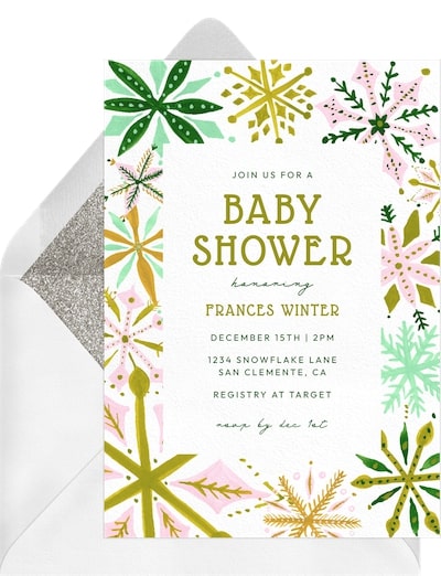 Charming Painted Snowflakes Invitation