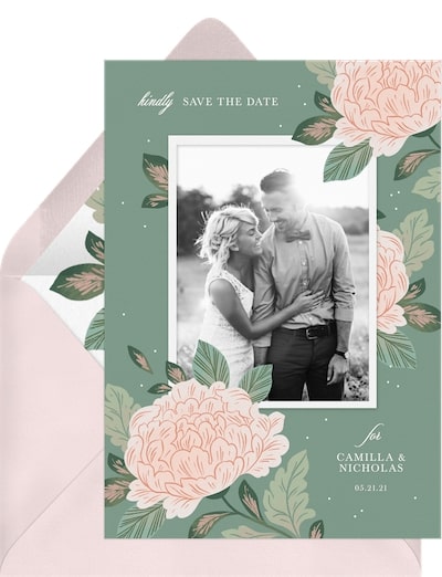 Charming Pink Peonies Save the Date