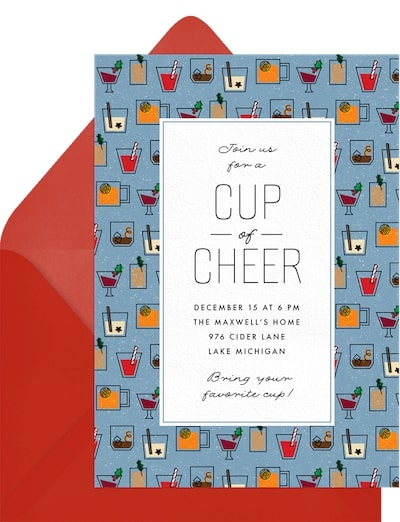 Anything but a cup party ideas: Cheerful Cups Invitation