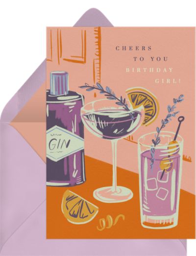 Birthday card template: Cheery Cocktails Card