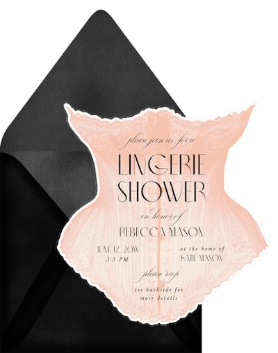 Lingerie shower invitations: Chic Corset Invitation