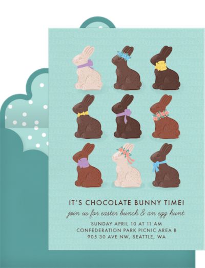 Adult Easter egg hunt ideas: Chocolate Bunnies Invitation