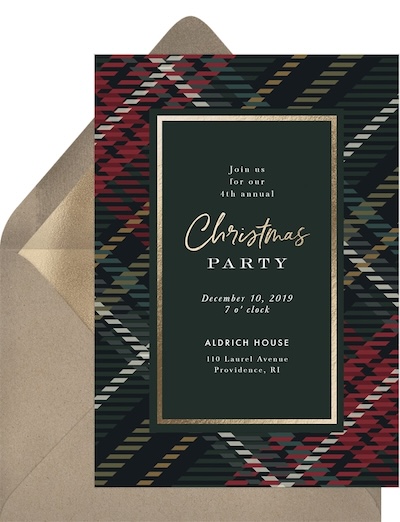 Holiday party invitation: Christmas Plaid Invitation