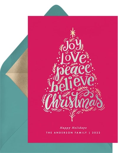 Christmas card text: Christmas Sentiments Card