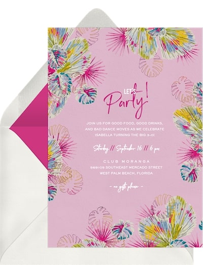 Luau party invitations: Chromatic Palms Invitation