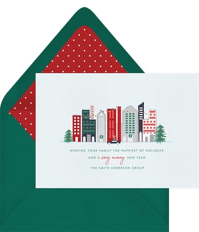 Christmas card text: City Greetings Card